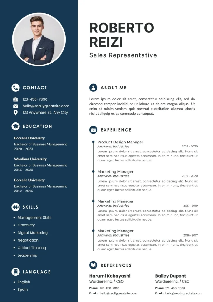 Blue and White Simple Professional CV Resume