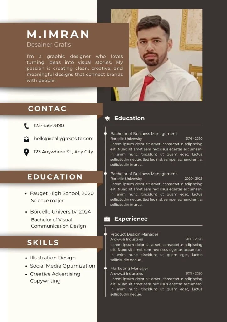 Brown and White Modern Professional Resume