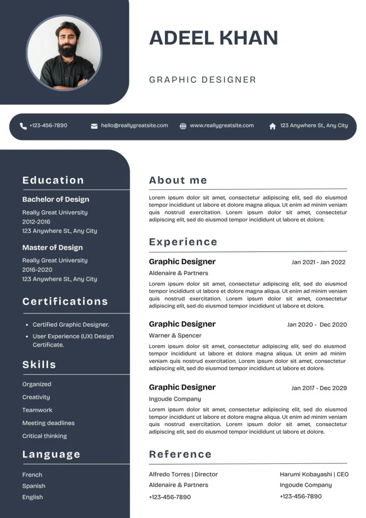 Dark Blue and White Minimalist Education Resume