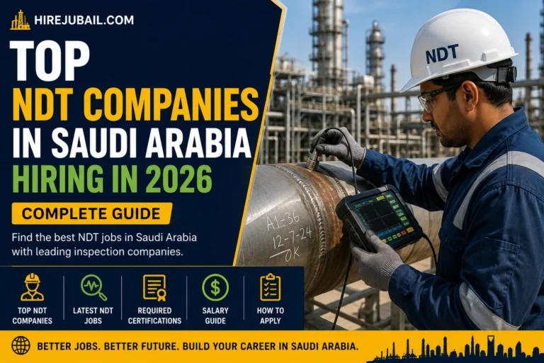 Top NDT Companies in Saudi Arabia Hiring in 2026 – Complete Guide 5 Top NDT companies in Saudi Arabia providing non-destructive testing, inspection, asset integrity, and industrial quality assurance services for oil and gas projects.