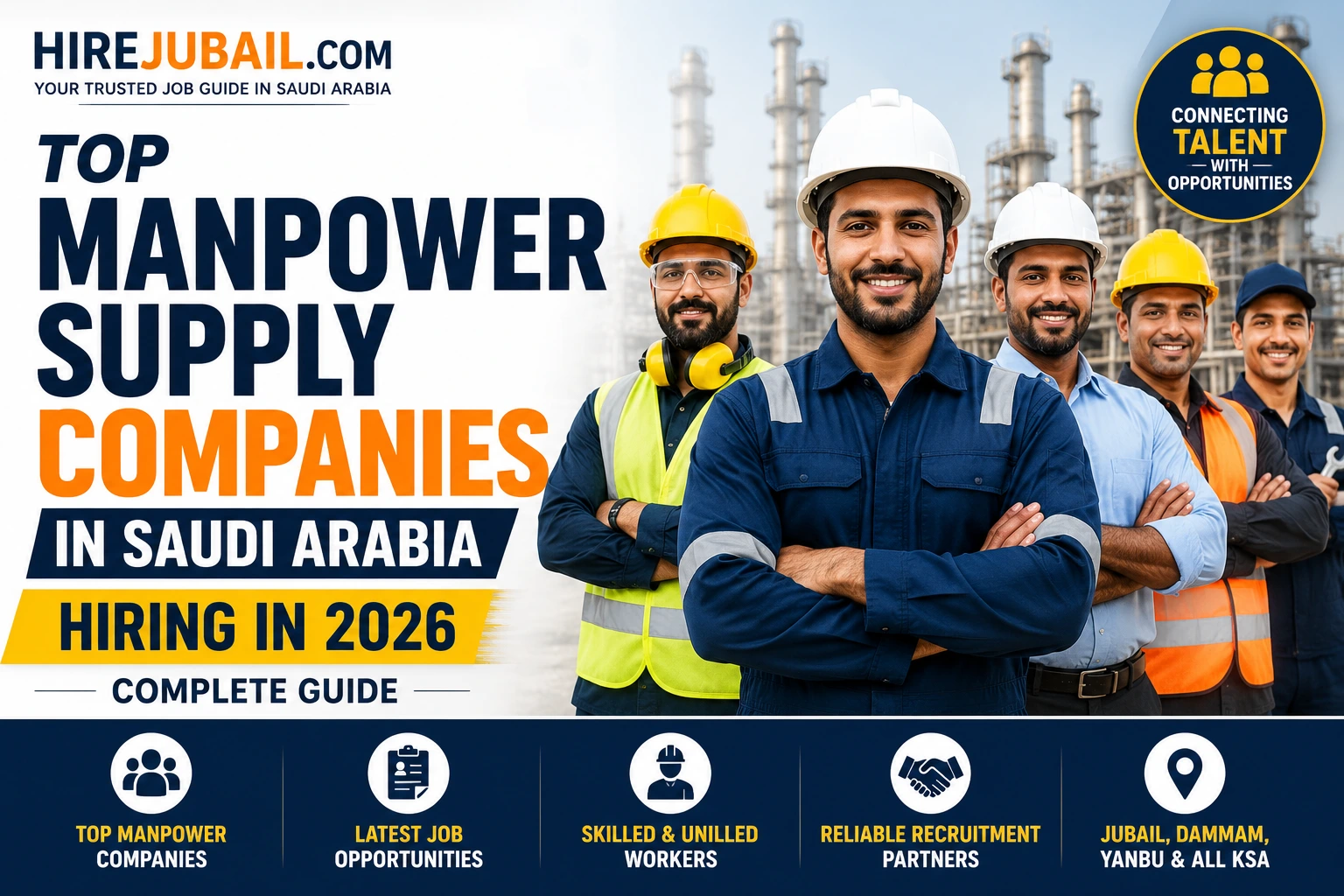 Top manpower supply companies in Saudi Arabia providing skilled workforce for oil and gas, construction, petrochemical, and industrial projects