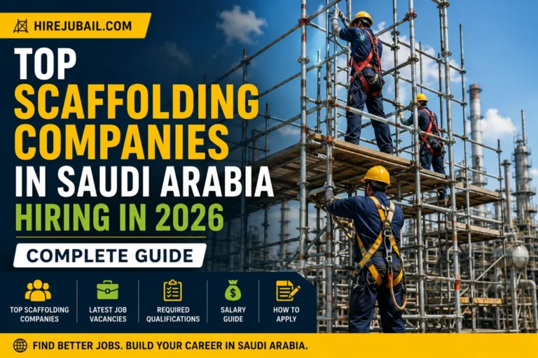 Top Scaffolding Companies in Saudi Arabia Hiring in 2026 – Complete Guide 6 Top Scaffolding Companies in Saudi Arabia providing industrial scaffolding, shutdown, turnaround, maintenance, and construction services for oil and gas projects.
